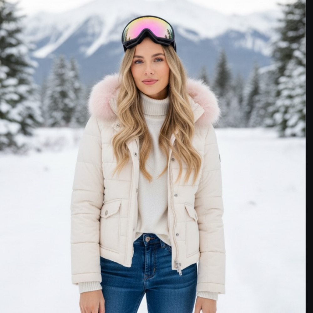 Jet Set Ski Coat Pink Hooded Ski NWOT💕💕 Fur Trim